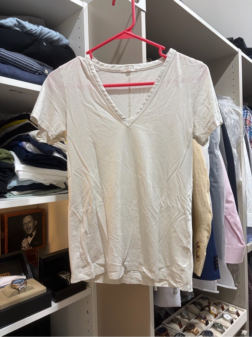 rag & bone Cream V-Neck Short Sleeve Tee